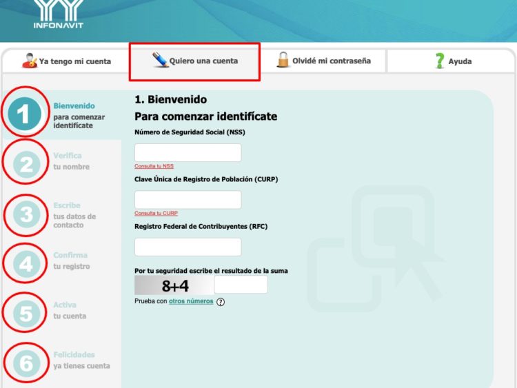 Crear cuenta Infonavit